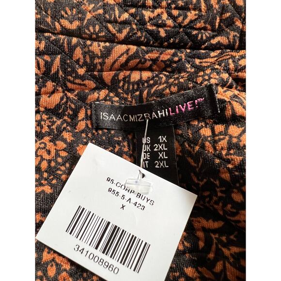 Isaac Mizrahi Live PLUS 1X MOTO JACKET Quilted Floral Print Brown Black QVC NEW - Picture 7 of 11